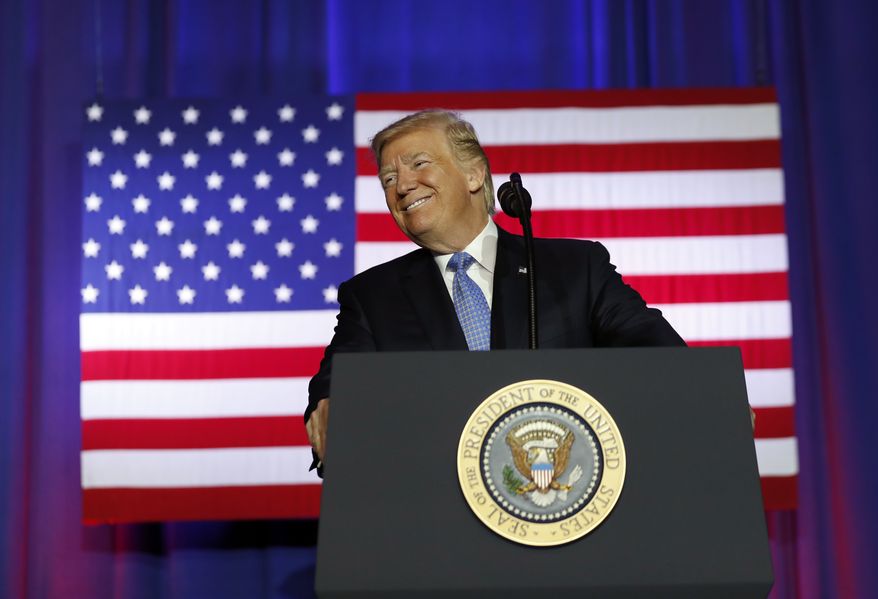 President Donald Trump pauses while speaking about tax reform at the Farm Bureau Building at the Indiana State Fairgrounds, Wednesday, Sept. 27, 2017, in Indianapolis. (AP Photo/Alex Brandon)