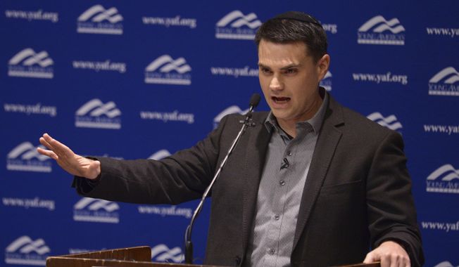 Conservative commentator Ben Shapiro addresses the student group Young Americans for Freedom at the University of Utah&#x27;s Social and Behavioral Sciences Lecture Hall, Wednesday, Sept. 27, 2017, in this file photo.  (Leah Hogsten/The Salt Lake Tribune via AP, Pool)