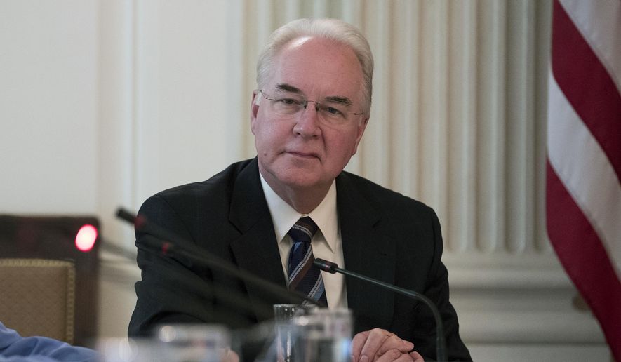 Secretary of Health and Human Services Tom Price attends an opioid roundtable discussion in Washington, Thursday, Sept. 28, 2017. First lady Melania Trump invited experts and people affected by addiction to opioids to the White House for a listening session and discussion about the epidemic. (AP Photo/Carolyn Kaster)