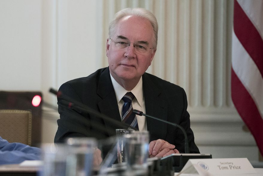 Secretary of Health and Human Services Tom Price attends an opioid roundtable discussion in Washington, Thursday, Sept. 28, 2017. First lady Melania Trump invited experts and people affected by addiction to opioids to the White House for a listening session and discussion about the epidemic. (AP Photo/Carolyn Kaster)