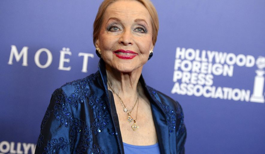 FILE - In this Aug. 14, 2014 file photo, Anne Jeffreys arrives at the Hollywood Foreign Press Association's Grants Banquet in Beverly Hills, Calif. Jeffreys, an actress and opera singer who starred as Marion Kerby in the 1950s TV series "Topper," died, Wednesday, Sept. 27, 2017, at age 94. (Photo by Jordan Strauss/Invision/AP, File)