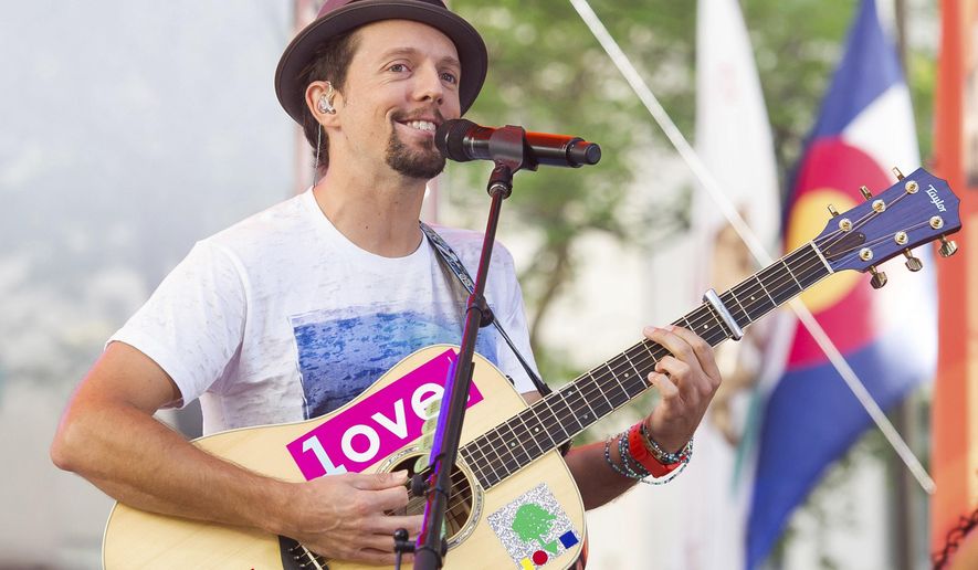 FILE - In this July 18, 2014 file photo, Jason Mraz performs on NBC's "Today" show in New York. Mraz will make his Broadway debut in the hit musical "Waitress," starting Nov. 3. (Photo by Charles Sykes/Invision/AP, File)
