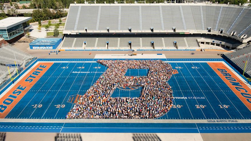 The football field at Boise State University. (source: Facebook)