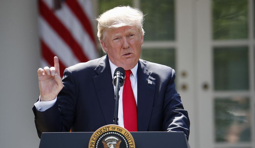 In this Thursday, June 1, 2017, file photo, President Donald Trump speaks about the U.S. role in the Paris climate change accord in the Rose Garden of the White House in Washington. (AP Photo/Pablo Martinez Monsivais, File)
