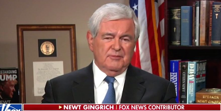 Former House Speaker Newt Gingrich appears on Fox News Channel to discuss gun control legislation, Oct. 4, 2017. (Image: Fox News screenshot) ** FILE **