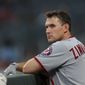 Washington Nationals first baseman Ryan Zimmerman (11) is shown before the first inning of a baseball game against the Atlanta Braves Wednesday, Sept. 20, 2017, in Atlanta. (AP Photo/John Bazemore)