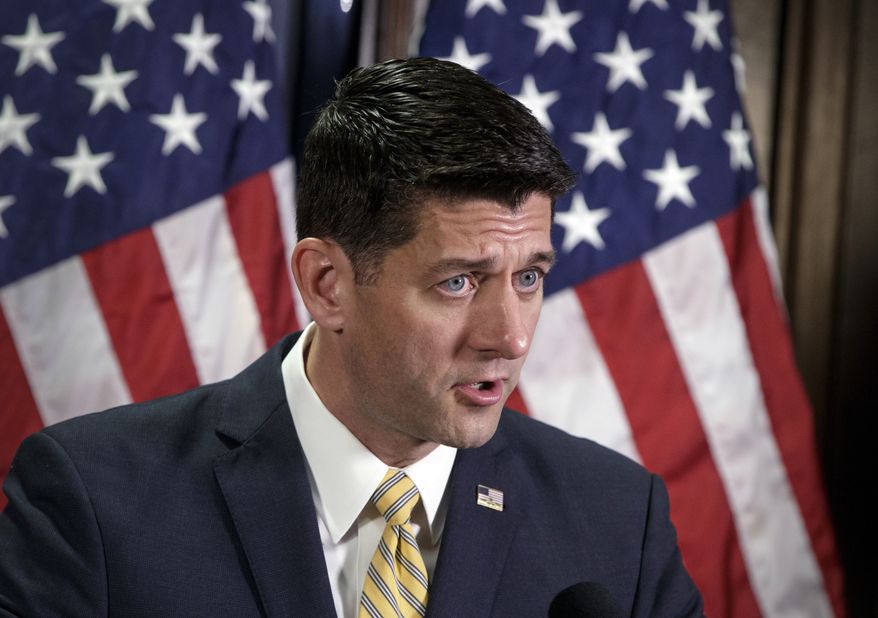 In this Sept. 26, 2017, file photo, Speaker of the House Paul Ryan, R-Wis., speaks at Republican National Committee Headquarters on Capitol Hill in Washington. (AP Photo/J. Scott Applewhite)