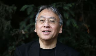 British novelist Kazuo Ishiguro speaks during a press conference at his home in London, Thursday Oct. 5, 2017. Ishiguro, best known for &amp;quot;The Remains of the Day,&amp;quot; won the Nobel Literature Prize on Thursday, marking a return to traditional literature following two years of unconventional choices by the Swedish Academy for the 9-million-kronor ($1.1 million) prize. (AP Photo/Alastair Grant)