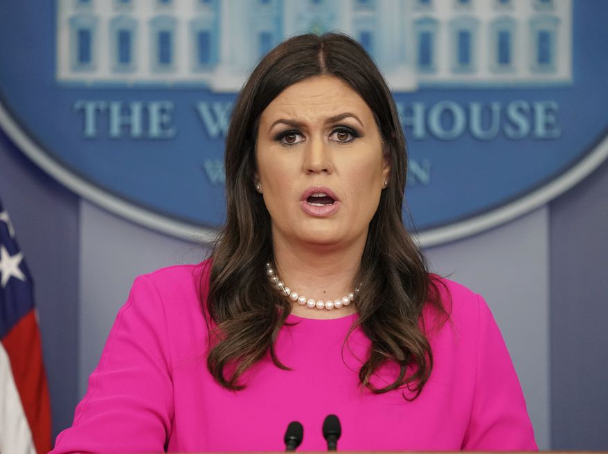 White House press secretary Sarah Huckabee Sanders speaks to the media during the daily briefing in the Brady Press Briefing Room of the White House, Wednesday, Oct. 11, 2017. (AP Photo/Pablo Martinez Monsivais)