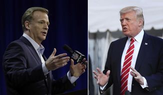 NFL Commissioner Roger Goodell sent a memo to team presidents saying the league needs to move past the controversy over national anthem protests. President Trump had taken issue with billions of taxpayer dollars that have subsidized the construction of professional sports stadiums. (Associated Press)
