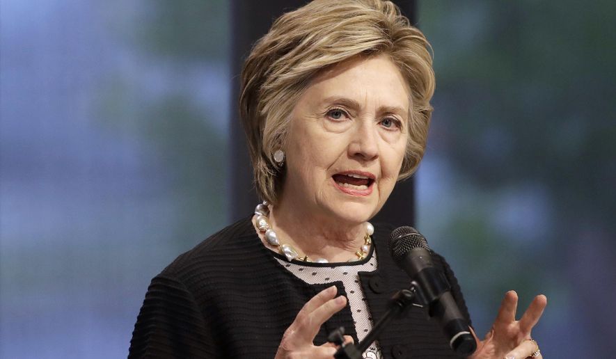 In this June 5, 2017, file photo, former Secretary of State Hillary Clinton speaks in Baltimore. Clinton says she&#39;s &amp;quot;shocked and appalled&amp;quot; by the revelations of sexual abuse and harassment being leveled at Harvey Weinstein. She says in a written statement on Oct. 10, that the behavior being reported by women &amp;quot;cannot be tolerated.&amp;quot; (AP Photo/Patrick Semansky, File)