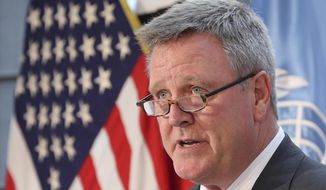 FILE - In this Aug. 1, 2017, file photo, Scott Blackmun, CEO of the U.S. Olympic Committee, speaks at Yongsan Garrison, a U.S. military base in Seoul, South Korea. Blackmun called on his international counterparts to act immediately on allegations of Russian doping, with now less than four months until the start of the Winter Games. &#39;&#39;The time for action is now,&#39;&#39; Blackmun said in an address Thursday, Oct. 12, to the USOC Assembly. (AP Photo/Lee Jin-man, File)