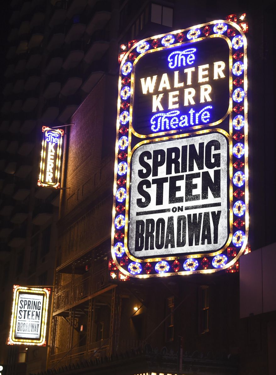 Musician Bruce Springsteen exits out the stage door after the "Springsteen On Broadway" opening night performance at the Walter Kerr Theatre on Thursday, Oct. 12, 2017, in New York. (Photo by Evan Agostini/Invision/AP)