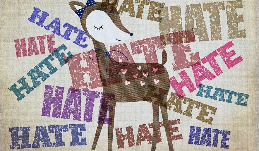 Illustration on the overuse of the word, &quot;hate&quot; by Greg Groesch/The Washington Times