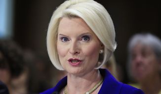 Callista Gingrich of Virginia, wife of former House Speaker Newt Gingrich, testifies on Capitol Hill in Washington, on her nomination to become U.S. Ambassador to the Vatican. Gingirch was confirmed on Oct. 18 by the Senate. (AP Photo/Manuel Balce Ceneta, File)