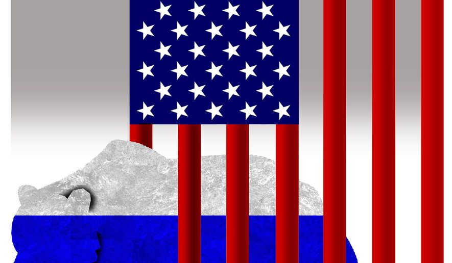 Illustration on the failure to &quot;contain&quot; Russia by Alexander Hunter/The Washington Times