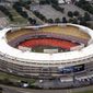 This Sept. 19, 2017, photo shows an aerial view of RFK Stadium in Washington. (AP Photo/Charles Dharapak) **FILE**