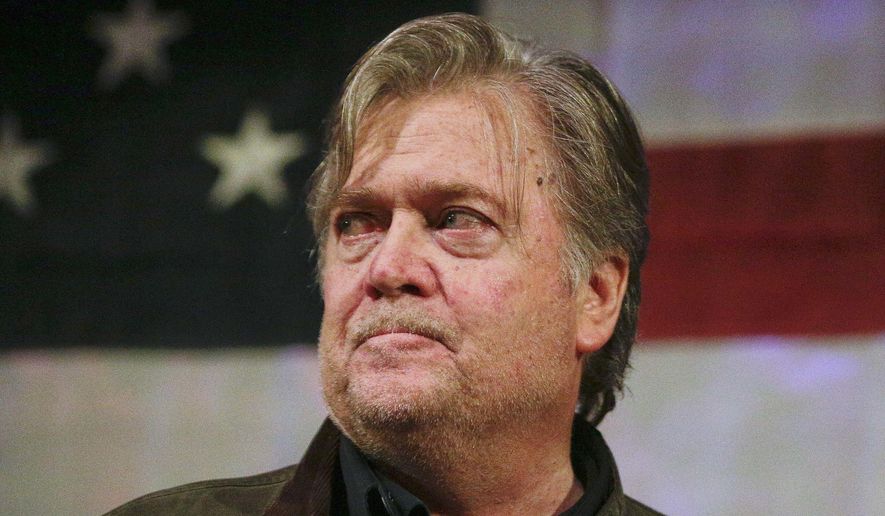 Former presidential strategist Steve Bannon is going forward after Roy Moore&#39;s loss in Alabama and is promoting Republican primary candidates in Senate races in Arizona, Nevada, Montana, Virginia and Wisconsin. (Associated Press/File)