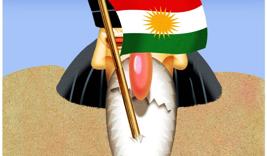 Illustration on the strategic importance of an independent Kurdistan by Alexander Hunter/The Washington Times