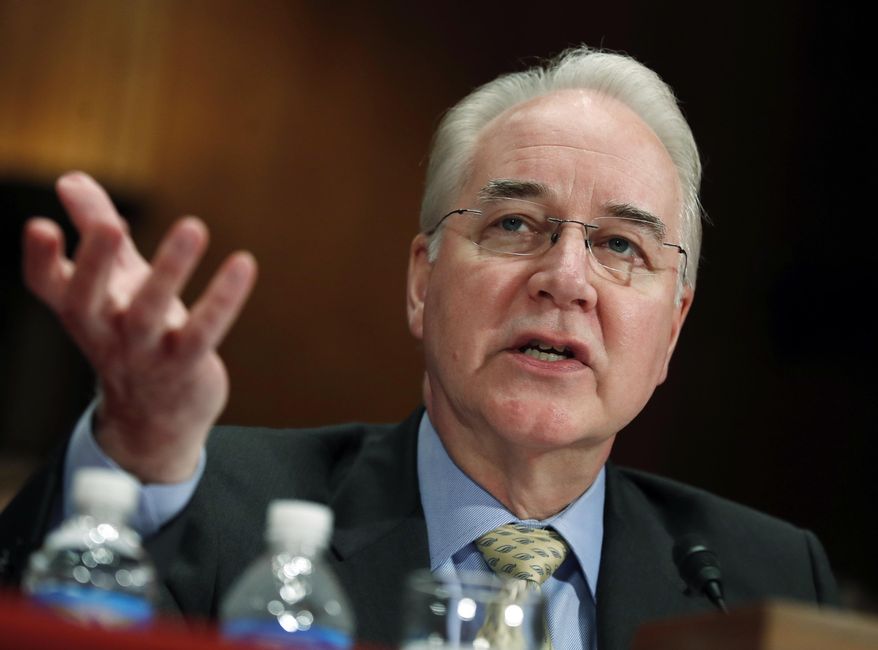 In this June 15, 2017, file photo, then-Health and Human Services Secretary Tom Price testifies on Capitol Hill in Washington, before a Senate Appropriations subcommittee hearing on the Health and Human Services Department&#39;s fiscal 2018 budget. (AP Photo/Manuel Balce Ceneta) ** FILE **