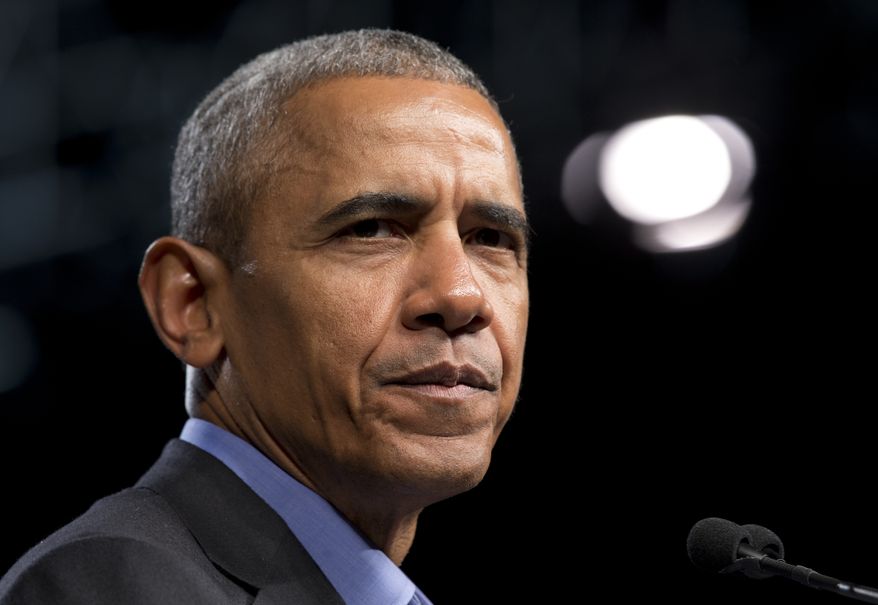 Former President Barack Obama delivers a speech at as rally for Democratic gubernatorial candidate Lt. Gov., Ralph Northam, in Richmond, Va., Thursday, Oct. 19, 2017. (AP Photo/Steve Helber)
