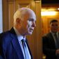 Sen. John McCain, R-Ariz., speaks to reporters Thursday, Oct. 19, 2017, on Capitol Hill in Washington. (AP Photo/Jacquelyn Martin) ** FILE **