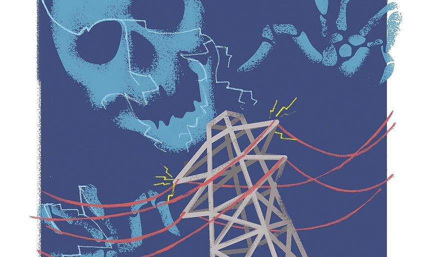 Illustration on the risk of EMP attacks on the nation&#39;s power grid by Linas Garsys/The Washington Times