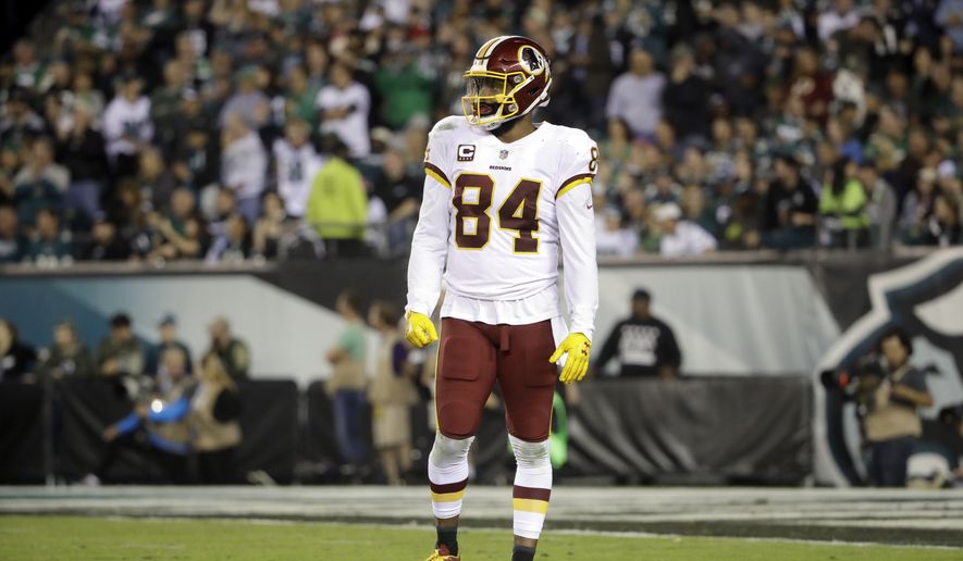 Washington Redskins tight end Niles Paul looks on during the second half of an NFL football game against the Philadelphia Eagles, Monday, Oct. 23, 2017, in Philadelphia. (AP Photo/Matt Rourke) **FILE**