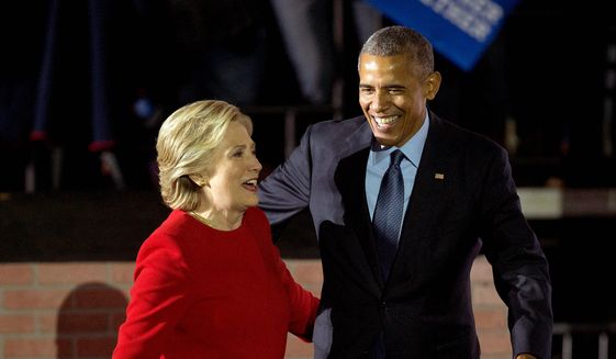 Former President Barack Obama and former Secretary of State Hillary Clinton. (Associated Press/File)