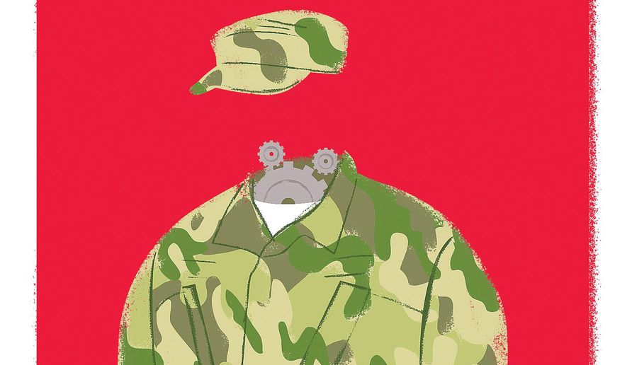 Illustration on retooling the military for the future by Linas Garsys/The Washington Times