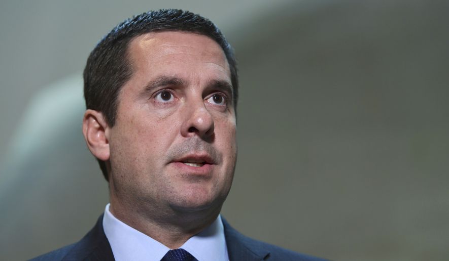 Rep. Devin Nunes, California Republican and chairman of the House Permanent Select Committee on Intelligence, exposed the practice of &quot;unmasking&quot; by Obama aides and flushed out the source of payments for the scandalous anti-Trump dossier that drove the Russia collusion narrative. (Associated Press/File) **FILE**