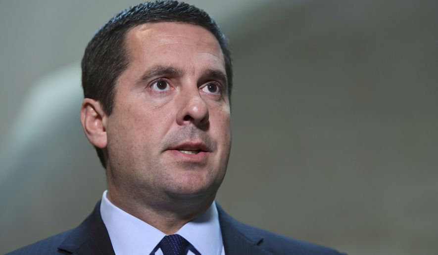 Rep. Devin Nunes, California Republican and chairman of the House Permanent Select Committee on Intelligence, exposed the practice of "unmasking" by Obama aides and flushed out the source of payments for the scandalous anti-Trump dossier that drove the Russia collusion narrative. (Associated Press/File)