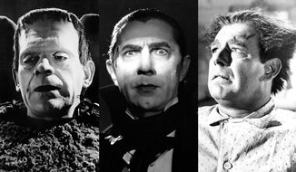 Classic versions of Frankenstein&#39;s Monster, Dracula and the Wolfman.
