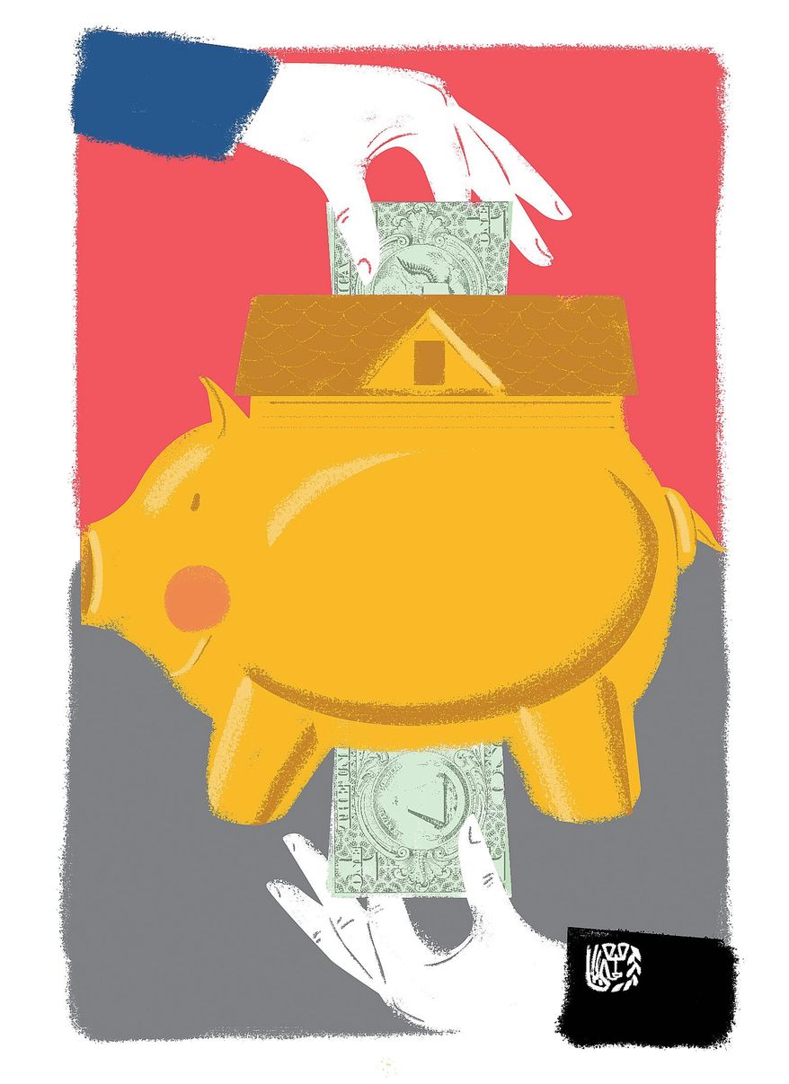 Illustration on capital gains taxes by Linas Garsys/The Washington Times