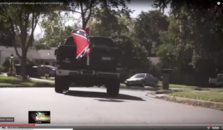 The Latino Victory Fund&#39;s ad showed a pickup truck with a Confederate flag and an Ed Gillespie bumper sticker chasing down Muslim, Latino and black children, and accused the GOP candidate of spreading &quot;hate.&quot;
