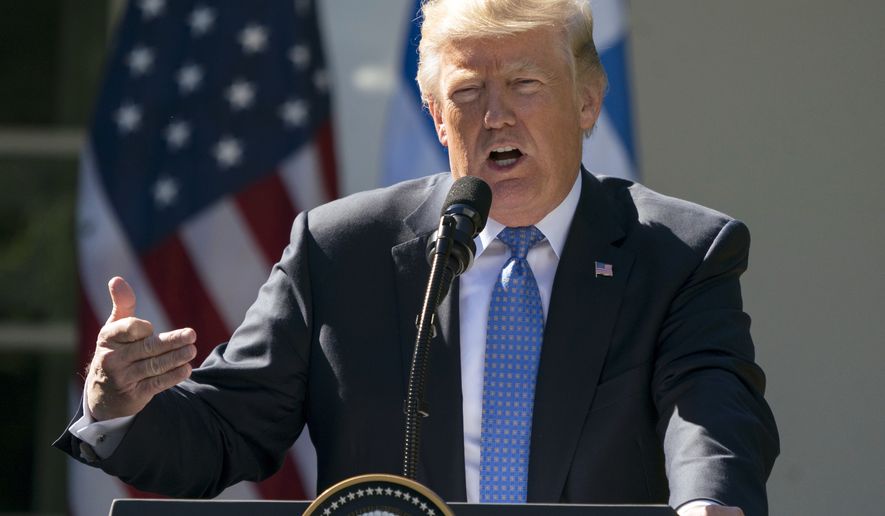 In this Oct. 17, 2017, photo, President Donald Trump speaks during a news conference in the Rose Garden of the White House in Washington. Trump says Democrats are holding up his judicial nominees, but almost nine months into his presidency he has had more judges confirmed than President Barack Obama did in the same time period. And his numbers aren’t far off those of other recent presidents. (Associated Press)