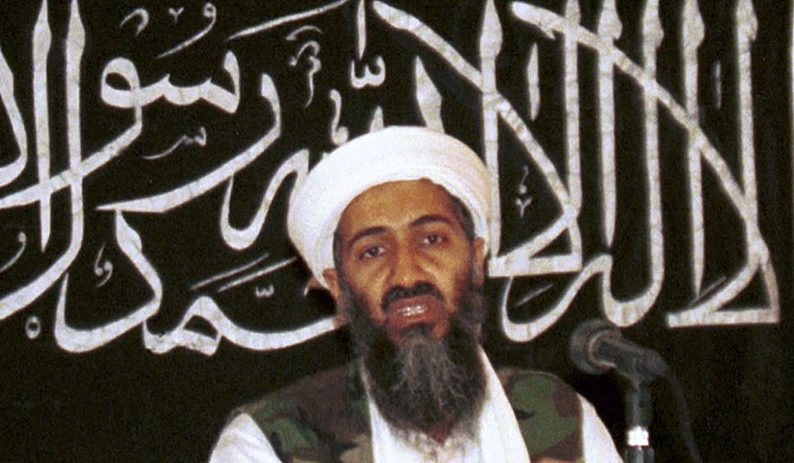 In this 1998 file photo made available on March 19, 2004, Osama bin Laden is seen at a news conference in Khost, Afghanistan. (AP Photo/Mazhar Ali Khan, File)