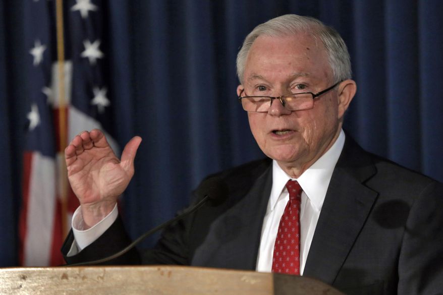 U.S. Attorney General Jeff Sessions delivers remarks about defending national security, at the U.S. Attorney's Office for the Southern District of New York, Thursday, Nov. 2, 2017. (AP Photo/Richard Drew)
