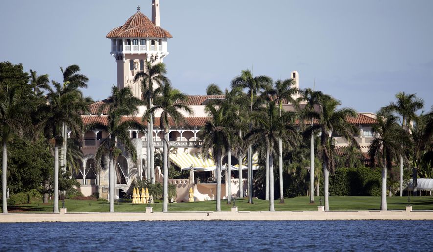 FILE- This Monday, Nov. 21, 2016 file photo, shows the Mar-a-Lago resort owned by President-elect Donald Trump in Palm Beach, Fla. President Donald Trump's Mar-a-Lago is reopening after being closed during the brutal heat and humidity of Florida's summer. If last season is a guide, the president will soon visit his Winter White House, staying several days at Thanksgiving, Christmas and New Year's and then return many more weekends until May. (AP Photo/Lynne Sladky, File)