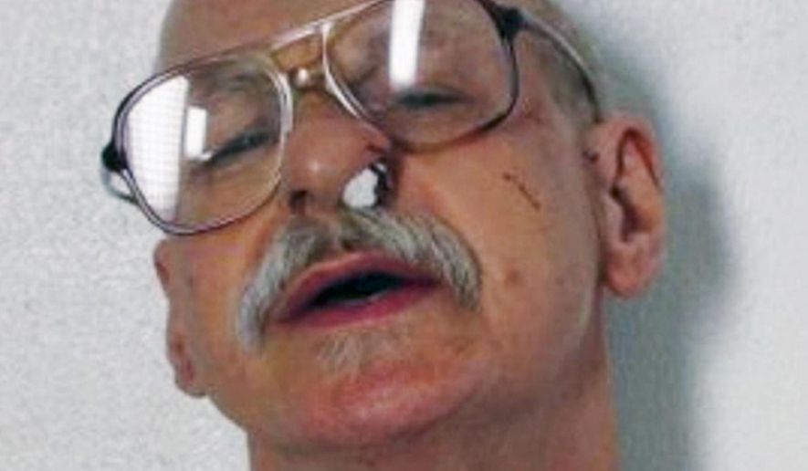 FILE - This undated file photo provided by the Arkansas Department of Correction shows convicted murderer Jack Greene. Greene is scheduled for execution Thursday, Nov. 9, 2017. His lawyers asked the Arkansas Supreme Court for a stay of execution on Monday, Nov. 6, 2017, saying he will not understand why he is being executed because he suffers from delusions. (Arkansas Department of Correction via AP File)