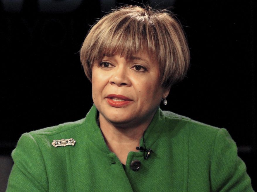 FILE - In this Nov. 1, 2017, file photo, Charlotte Mayor Pro Tem Vi Lyles answers a question during a mayoral debate. Lyles is opposed by Charlotte City Councilman Kenny Smith in the general election. Lyles claimed victory Tuesday night, Nov. 7, in the race to become the next mayor of North Carolina's largest city. (AP Photo/Skip Foreman, File)
