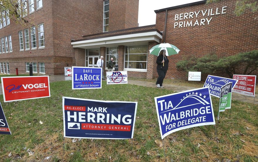 Voters exit a Berryville, Va. polling station on Tuesday Nov. 7, 2017, in this file photo. (Ginger Perry /The Winchester Star via AP)