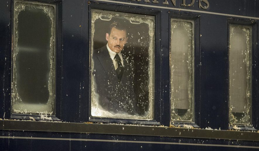 This image released by Twentieth Century Fox shows Johnny Depp in a scene from, "Murder on the Orient Express." (Nicola Dove/Twentieth Century Fox via AP)