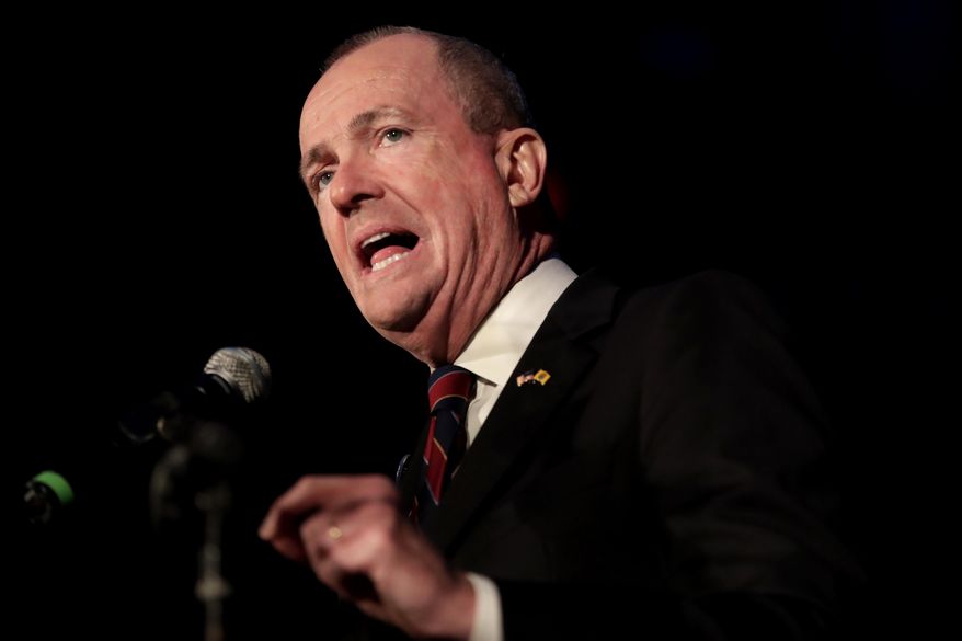 FILE - In this Nov. 7, 2017 file photo, New Jersey Democratic gubernatorial nominee Phil Murphy speaks to supporters during his election night victory party at the Asbury Park Convention Hall, in Asbury Park, N.J. With Murphy's win this week in the race to replace Gov. Chris Chrsitie, Democrats will be fully in charge of state government in January 2018 for the first time in eight years. Will that be enough to push through a series of ambitious ideas, including legalizing marijuana, funding schools? (AP Photo/Julio Cortez, File)