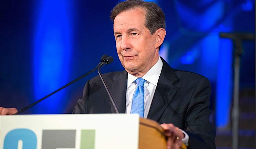 Fox News anchorman Chris Wallace at the podium after receiving the Founders Award for Excellence in Journalism from the International Center for Journalism. (International Center for Journalism) (International center for journalism)