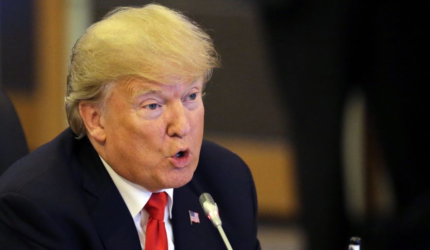 U.S. President Donald Trump talks during the ASEAN-U.S. 40th Anniversary Commemorative Summit in Manila, Philippines Monday, Nov. 13, 2017. (AP Photo/Aaron Favila, Pool)