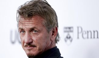 Actor Sean Penn arrives at a gala in Los Angeles, April 13, 2016. Atria Books announced Monday, Nov. 13, 2017, that Penn’s novel, “Bob Honey Who Just Do Stuff” will come out March 27. (Photo by Rich Fury/Invision/AP) ** FILE **