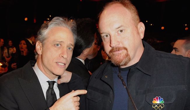 Comedian Jon Stewart appears with industry friend Louis C.K. in a photo shared during a Nov. 14 2017, interview by NBC&#x27;s Matt Lauer. (Image: NBC, &quot;Today&quot; screenshot)