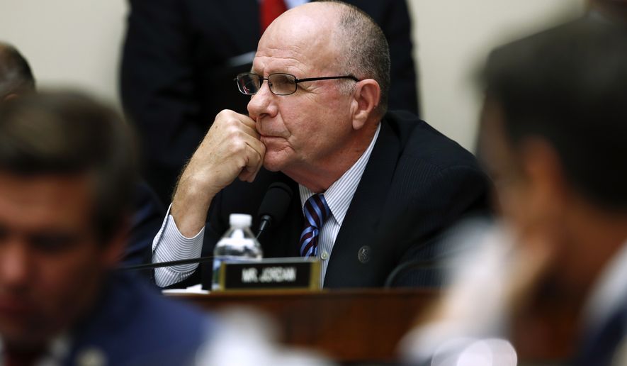Rep. Ted Poe, R-Texas., pauses as he questions Attorney General Jeff Sessions during a House Judiciary Committee hearing on Capitol Hill, Tuesday, Nov. 14, 2017 in Washington. (AP Photo/Carolyn Kaster)