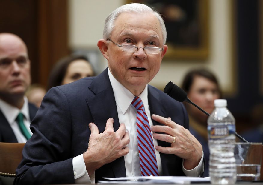 Attorney General Jeff Sessions speaks during a House Judiciary Committee hearing on Capitol Hill, Tuesday, Nov. 14, 2017, in Washington. (AP Photo/Alex Brandon)